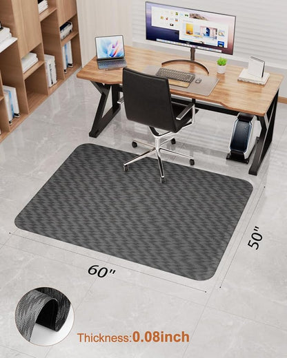 Blvornl Ultra Large Office Chair Mat for Hardwood Floor, Rolling Chair Mat for Hard Wood, Large Anti-Slip Hard Floor Protector, Heavy Duty Computer Desk Rug for Office and Home 50"*63" Deep Grey