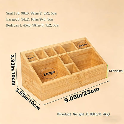 Bamboo Art Supply Organizer, Pen Holder Wooden Desktop Storage for Artists, Office Supplies, Makeup Brushes,Minimalist Desk Accessory for Home Studio, Classroom or Vanity
