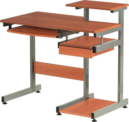 Techni Mobili 38" W Desk with Printer Shelf, Keyboard Tray and Drawer, Compact Workstation with Storage, Woodgrain