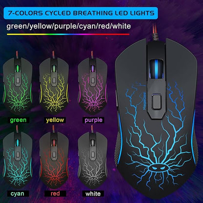 Gaming Keyboard and Mouse Combo, K1 RGB LED Backlit Wired Keyboard with 104 Key Computer PC Gaming Keyboard for PC/Laptop (Black)