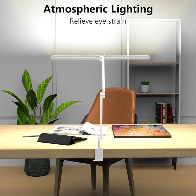 EPABINA 36W Ultra Bright Architect Desk Lamp with Clamp, Tall Overhead Rotatable Led Desk Light for Home Office, 47Inch Long Adjustable Monitor Light Bar with Remote for Computer Screen Desktop Table