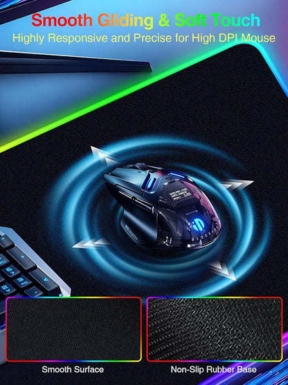 Wireless Charging Mouse Pad with Magnetic Phone Stand, 31.5"x15.8" Large | Gaming Mousepad RGB Desk Mat, Smooth Glide, Stitched Edge, Non-Slip Rubber Base, Waterproof Keyboard Mat, with Adatper