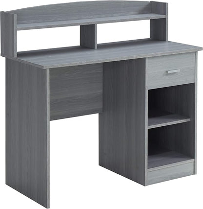 Techni Mobili Modern Office Hutch Writing Desk, Grey