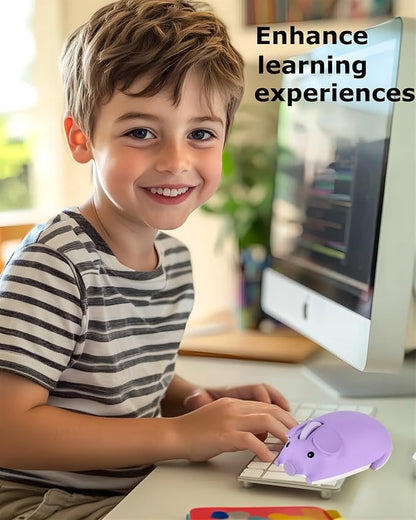 Wireless Mouse Cute Pig Bluetooth & USB Dual Mode Mice,Silent Portable Compact Purple Fun Mice for Mac/PC/Laptop/Chromebook/Computer/Tablet/iPad/MacBook Air/Pro Travel Kids Girls Boys Women Men Gift