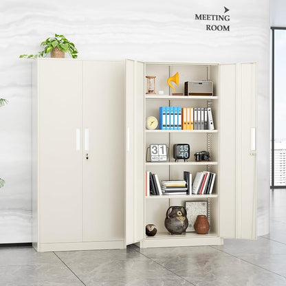 INTERGREAT Metal Lockable Storage Cabinet, 72” Storage Cabinet with 2 Doors and 4 Adjustable Shelves for Office, Home, Garage, Pantry (Assembly Required, Gray)