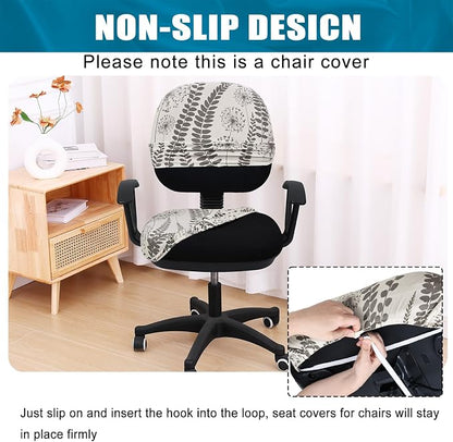 Smiry Stretch Printed Office Computer Chair Covers, Universal Washable Removable Desk Rotating Chair Slipcovers Protector, Seat + Backrest Cover - Sage Gray