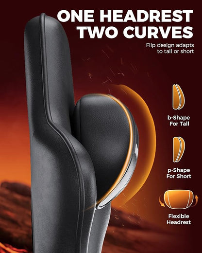 GTPLAYER Big and Tall Gaming Chair with Footrest, Ergonomic Office Desk Chair with 4.4in Thick Cushion and Wide Wingless Seat, Comfortable Leather Computer Chair, Predator Series, Black with Trim