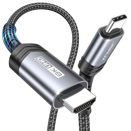 JSAUX USB C to HDMI 2.1 Cable [8K@60Hz,4K@240Hz] 6.6FT, Type C to HDMI Cord Support 48Gbps/HDCP2.3/HDR, Compatible with Thunderbolt 3/4/5,Galaxy S24, ThinkPad, MacBook, iPhone 15, iPad Pro