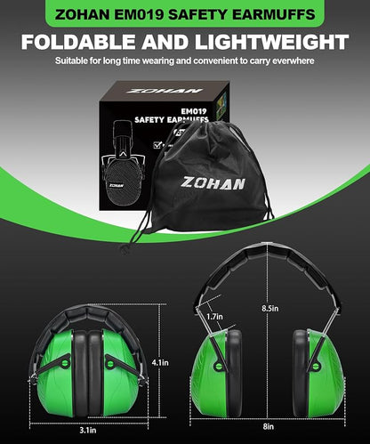 ZOHAN 019 Noise Cancelling Headphones for Adult - NRR 28dB Hearing Protection for Working, Shooting, Mowing, Autism