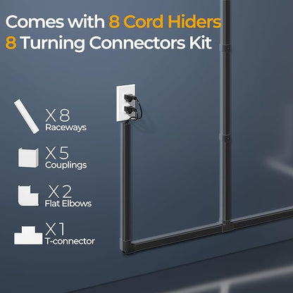 Cord Hider Kit, 113.4in Cord Covers for 2-4 Wires on Wall, Self-Adhesive Cable Hider Wire Covers for Cords on Wall, Paintable Cable Cover Raceway, Cord Hider for Walls Mount Tv, W0.95 H0.55in, Black