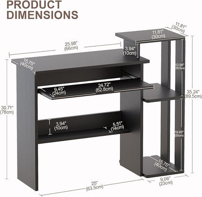 ALISENED Computer Desk with Storage Shelves, Home Office Desk with Monitor Stand, Small Writing Desk Table with Keyboard Tray,Study Table with CPU Stand for Small Spaces (35"-Black)