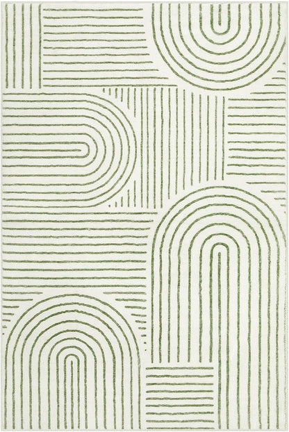 Lahome Abstract 6x9 Area Rugs, Soft Boho Rug for Living Room Bedroom, Ultra-Thin Non Slip Boho Green Washable Throw Carpet for Dining Room Office Darrell, Green