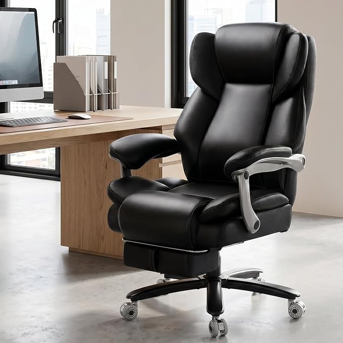 Indulgear 500lbs Heavy Duty Comfy Office Chair, Reclining Big and Tall Office Chair for Heavy People, High Back Executive Chair with Adjustable Lumbar Support,Pocket Spring Cushion