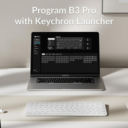 Keychron B3 Pro 75% Ultra-Slim Wireless Keyboard, 2.4GHz, Bluetooth 5.2 / Wired USB Connection, Portable Silent White Bluetooth Keyboard for Mac Windows Linux Tablet Phone