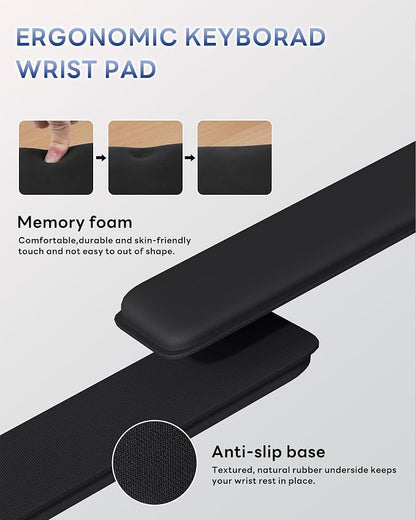 Laborio Computer Keyboard Wrist Rest Stand for Desktop, Keyboard Holder for Easy Typing with Wrist Pad for Office Desk, Home, School (Clear)