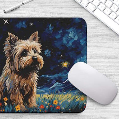 Starry Night Dog Mouse Pad for Home Office Gaming Working Desk Computer Desktop Accessories Non-Slip Rubber Mouse Pad for Dog Lovers (Yorkie)