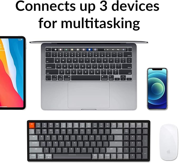 Keychron K4 Wireless Bluetooth/USB Wired Gaming Mechanical Keyboard, Compact 100 Keys 96% Layout RGB LED Backlit Gateron G Pro Blue Switch N-Key Rollover, Aluminum Frame for Mac Windows, Version 2
