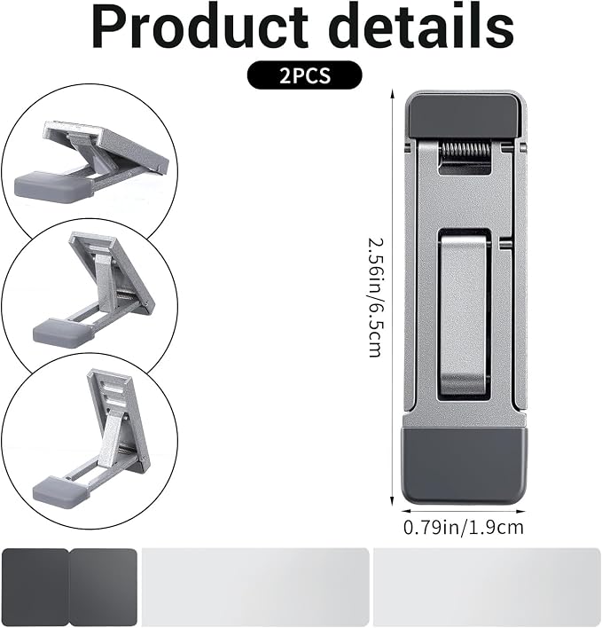2PCS Keyboard Riser Portable Stand for Desk, Mini Foldable Laptop Feet Laptop Stand with Anti-Slip Pads Three Tilt Keyboard Angle Riser for Most Keyboards Office Accessories (Silver)
