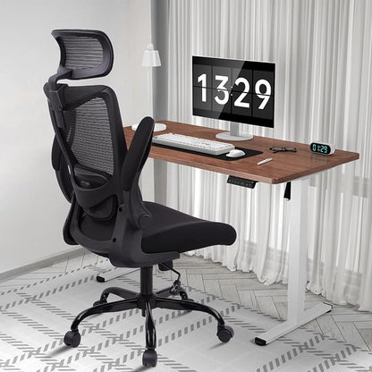 CLATINA Heavy Duty Ergonomic Mesh Office Chair 400LBS, Big and Tall Desk Chair with Adjustable Lumbar Support & Headrest, Flip Up Padded Arms, Swivel Computer Chair for Home, Conference, Black, 6 PACK