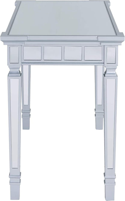 SEI Furniture Glenview Glam Mirrored Writing Desk w/ Drawers, Matte Silver