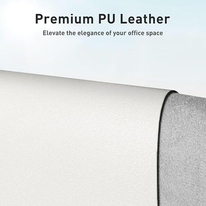 Aothia Faux Leather Desk Mat - Non-Slip PU Leather Desk Blotter, Waterproof Writing Surface, Large Desk Pad for Office & Home (Off-White, 55" x 24")