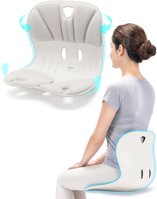 curble Wider – Ergonomic Desk Chair Seat Cushion, Everyday Passive Posture Trainer for Work from Home, Office & Car, Breathable Lumbar Support