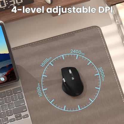INFINMIND Wireless Bluetooth Side Scroll Mouse with Multi-Device, Ergonomic Computer Mice with Smart Flying Scroll, Quiet Click 4-Level DPI for Computer, Laptop, iPad, Tablet, MacBook (Black)