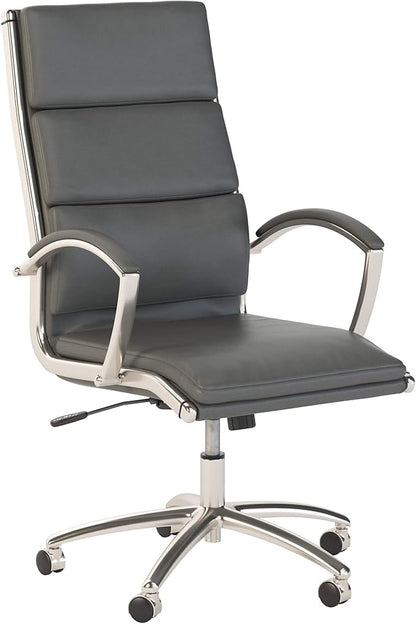 Bush Home Somerset High Back Leather Executive Office Chair in Dark Gray