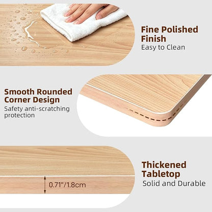 QLLY One-Piece Wood Tabletop, Replacement Board Desktop, Universal Countertop for Table and Workstation (Natural, 39.3x23.6 inch)