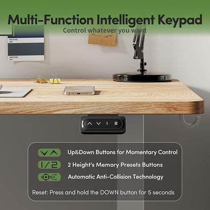 FAMISKY Height Adjustable Standing Desk, 48x 24 Inch Electric Stand up Home Office Table, Sit Stand Desk Computer Workstation with Splice Board, White Frame & Maple Desktop