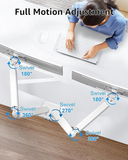 Dual Monitor Stand fits up to 32 inch, 4.4-19.8 lbs Computer Screens, Dual Monitor Desk Mount Height Adjustable, Monitor Arms for 2 Monitors, Home Office VESA Mounts, Freelift White