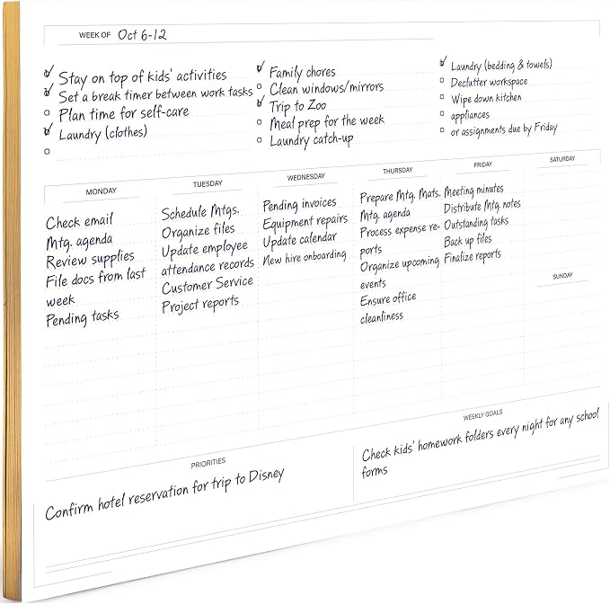BLU MONACO Weekly Planner Notepad | Undated Planner Pad With 52 Tear-Off Sheets | Beautiful Weekly To Do List Notepad for Goals, Priorities and Task Tracking | 11” x 8.5” Desk Organizer Pad