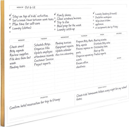 BLU MONACO Weekly Planner Notepad | Undated Planner Pad With 52 Tear-Off Sheets | Beautiful Weekly To Do List Notepad for Goals, Priorities and Task Tracking | 11” x 8.5” Desk Organizer Pad