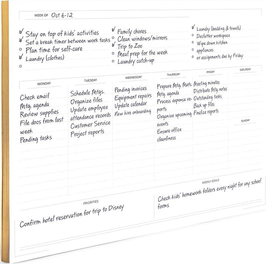 BLU MONACO Weekly Planner Notepad | Undated Planner Pad With 52 Tear-Off Sheets | Beautiful Weekly To Do List Notepad for Goals, Priorities and Task Tracking | 11” x 8.5” Desk Organizer Pad