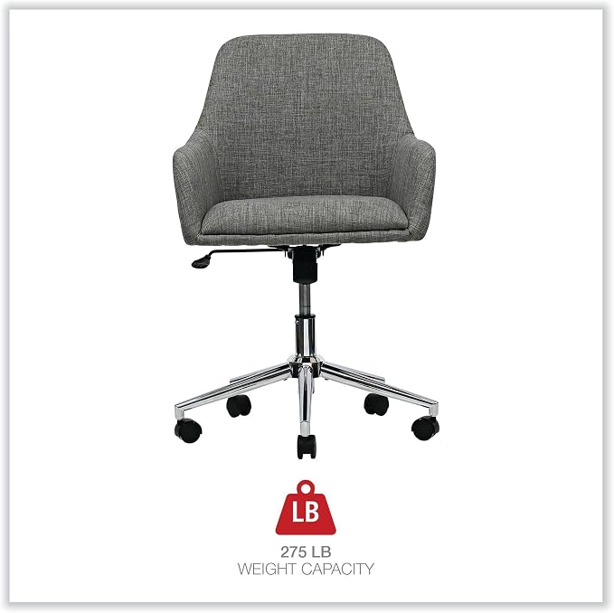 Workspace by Alera Mid-Century Task Chair, Supports Up to 275 lb, 18.9" to 22.24" Seat Height, Gray Seat, Gray Back