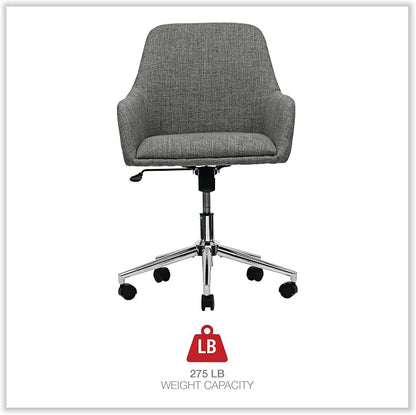 Workspace by Alera Mid-Century Task Chair, Supports Up to 275 lb, 18.9" to 22.24" Seat Height, Gray Seat, Gray Back