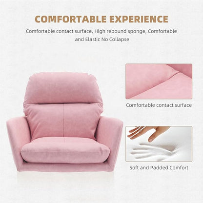 YITAI Adjustable Home Office Desk Chair with Comfy Square Mid-Back, Faux Leather 360 Swivel Upholstered Task Armchair with Wheels for Vanity Bedroom/Living Room,Pink