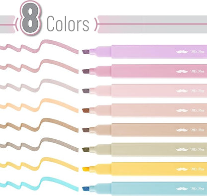 Mr. Pen- Aesthetic Highlighters No Bleed, 8 Pack, Neutral Colors | Chisel Tip, Cute Highlighters Assorted Colors for Journaling, Highlighting, Underlining, Fast Dry, Back to School Supplies