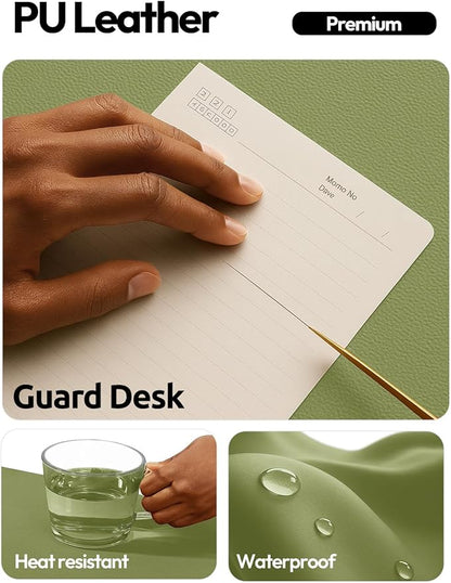 YSAGi Leather Desk Protector, Office Mat, Large Mouse Mat, Non-Slip PU Leather Blotter, Laptop Desk Mat, Waterproof Writing Pad for Office and Home(Green, 42" x 17.2")