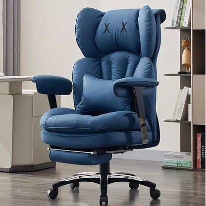 Efomao Big & Tall Desk Chair, Wide Executive Office Chair with Footrest Blue-LL