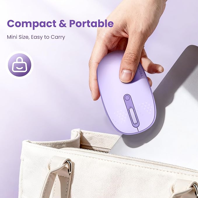 TECKNET Wireless Mouse,Bluetooth Mouse (BT5.3/5.0 & 2.4G) with USB Receiver Silent Optical Computer Mice，Wide Compatibility