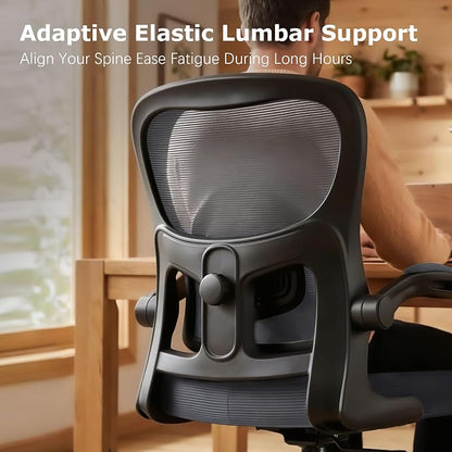 AreShark Office Chair Ergonomic Desk Chairs with Adjustable Lumbar Support, High Back Breathable Mesh Chair with Wheels& Flip-up Armrests,Rolling Swivel Comfy Task Computer Chair for Home Work Gaming