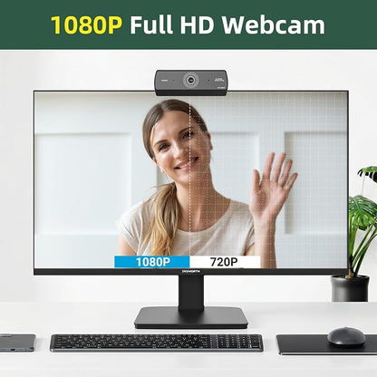 Webcam for PC, HD 1080P USB Plug-and-Play Computer Web Camera, High Definition Webcam for Desktop Laptop, Ideal for Online Class, Video Conference, Live Streaming & Gaming