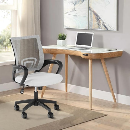 Office Chair, Ergonomic Mid-Back Mesh Desk Chair, 6 Pack, White | Lumbar Support, Adjustable Height, Rolling Wheels Design, Comfy Armrest, For Work, Study, Gaming