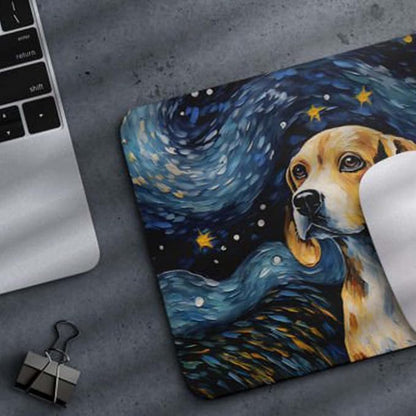 Tubbie Prints Starry Night Beagle Dog Mouse Pad for Computer Laptop Home Office Gaming Working Desk Desktop Accessories Non-Slip Rubber Mouse Pad for Dog Lovers (Beagle)