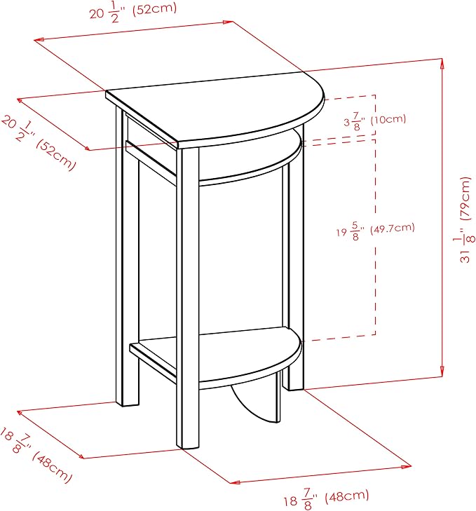 Winsome LISO 31.1-inch x 20 1/2-inch x 20 1/2-inch Composite Wood Corner Table with Cube Storage, Dark Brown