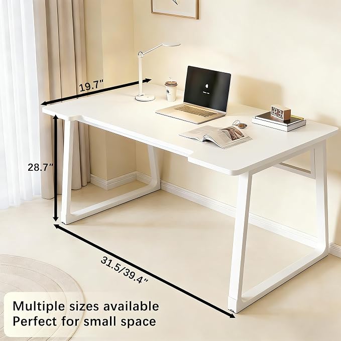 Computer Desk 39.4 Inch Small Office Desk with Wood Top and Metal Frame, Study Writing Desk for Home, Bedroom, Gaming, U-Shaped Leg Design, Modern Simple