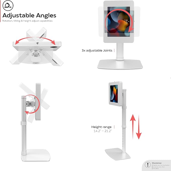 Anti-Theft Tablet Desk Stand – Adjustable VESA Compatible Desk Mount with Universal Security Enclosure for iPad 11 (A16) - Pro 11-inch M4 - Air 11-inch M3- iPad 10th Gen - Galaxy Tab & More Tablets