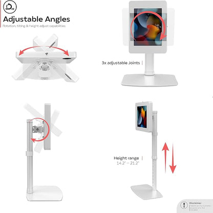 Anti-Theft Tablet Desk Stand – Adjustable VESA Compatible Desk Mount with Universal Security Enclosure for iPad 11 (A16) - Pro 11-inch M4 - Air 11-inch M3- iPad 10th Gen - Galaxy Tab & More Tablets