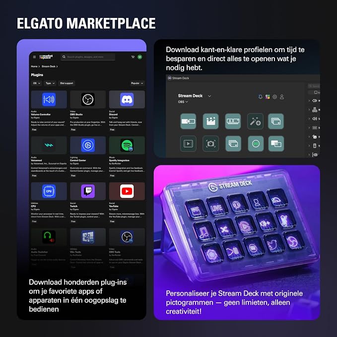 Elgato Stream Deck MK.2 White Studio Controller, 15 Keys